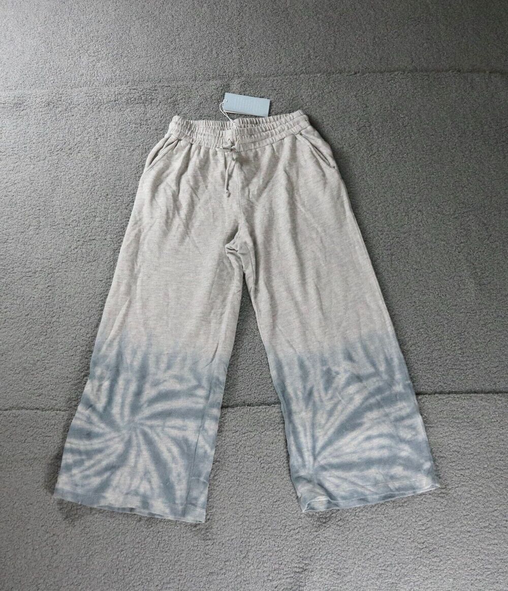 New Johnny Was Calme Pant Womens M Gray Tie Dye MIHU Wide Leg Drawstring